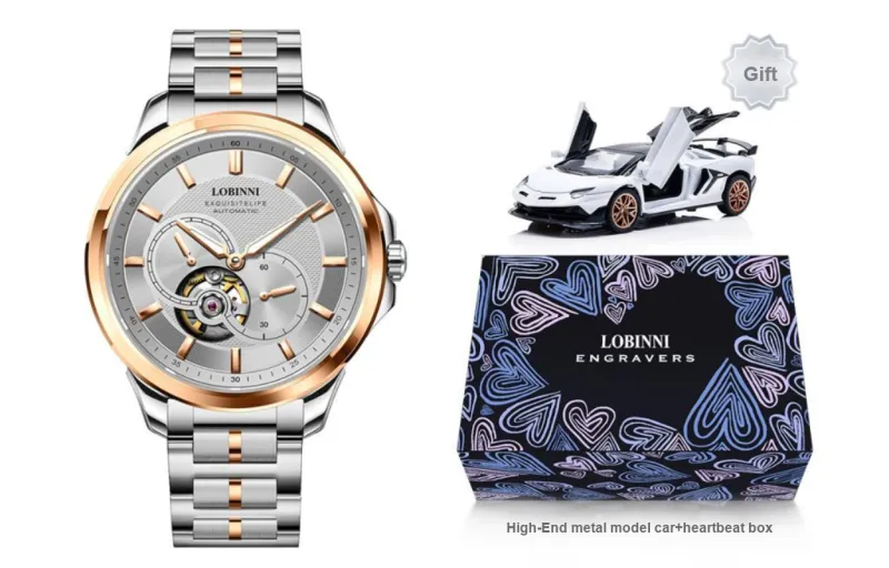 LOBINNI L Automatic Mechanical Movement Genuine Leather Strap Watch Men's Watches Silver Dial-13