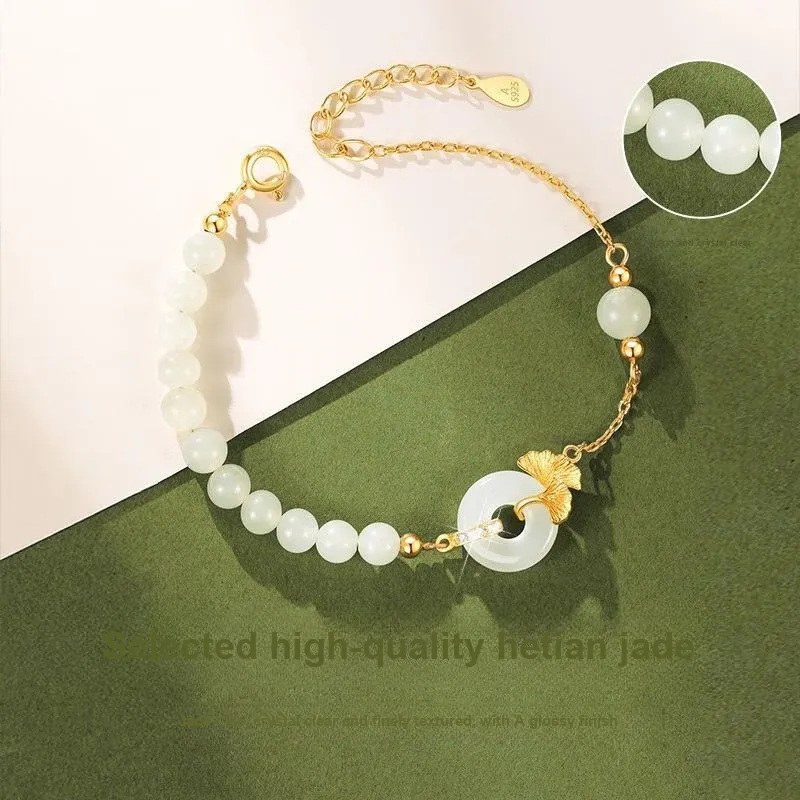 XIBAOCHUNHUA Hetian Jade Bracelets Pale Greenish White Jade Unisex-2