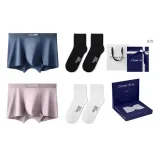 7A Antibacterial 120S Modal[Royal Blue+Leather Pink][100% cotton Socks 2 Pack]Box