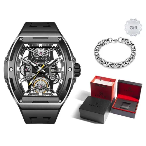 GELATU Automatic Mechanical Movement Watch Men's Watches Black Dial