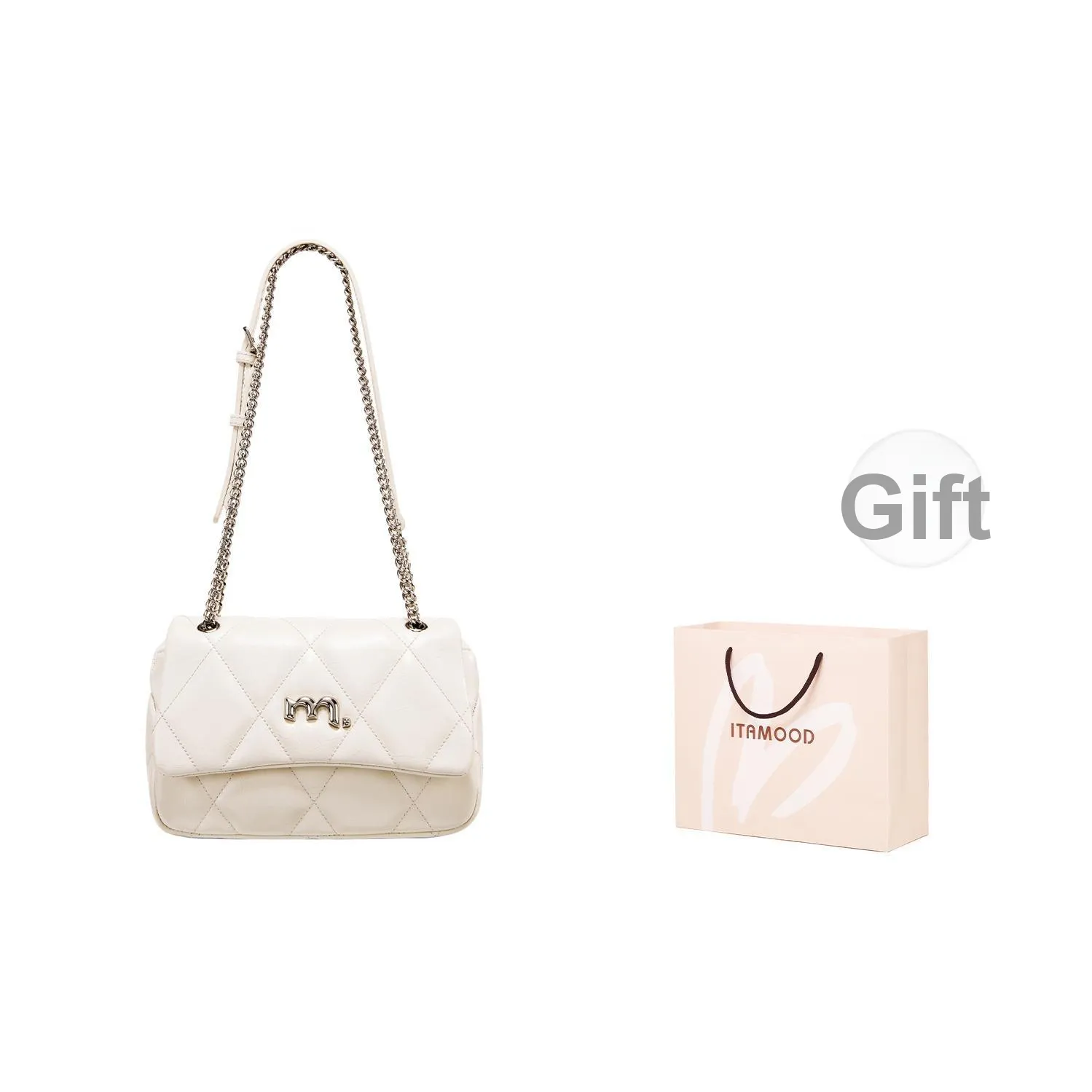 Miao Di Коровья кожа Одно плечо Через плечо Женская сумка Обычный Женские Милкшейк белый