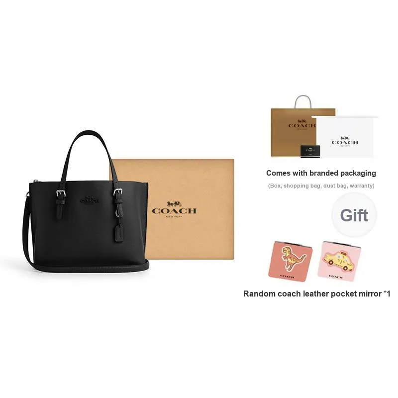 COACH Mollie Cow Split Leather Tote Bag Shopping Bag Shoulder Bag Crossbody Bag Handbag Medium Size Women's Black-9
