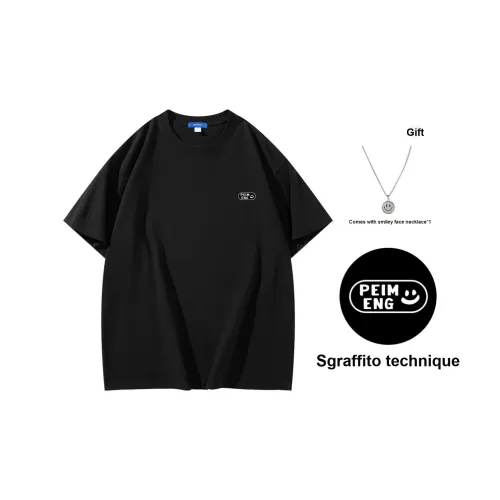 PEIMENG Короткий рукав T-рубашки унисекс с ожерельем