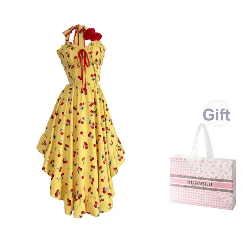 XUANSHU Slip Dress Women's Yellow-0