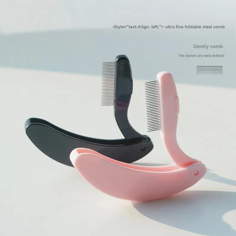 JIAOXUEFEI Eyebrow Brush Fine Tip Eyebrow Brush 1 Pack Portable Foldable Multifunction Steel Comb Mascara Brush-1