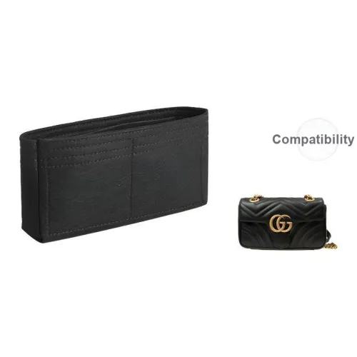 Jingxi Felt Middle-Sized Bag Отделение Подкладка С молнией Поддержка Внутренний карман Вкладыш Женская Черный Бежевый