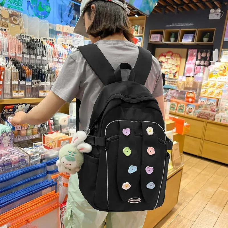 Huangmu Nylon Student Backpack Computer Backpack Regular Women's Multicolor-2