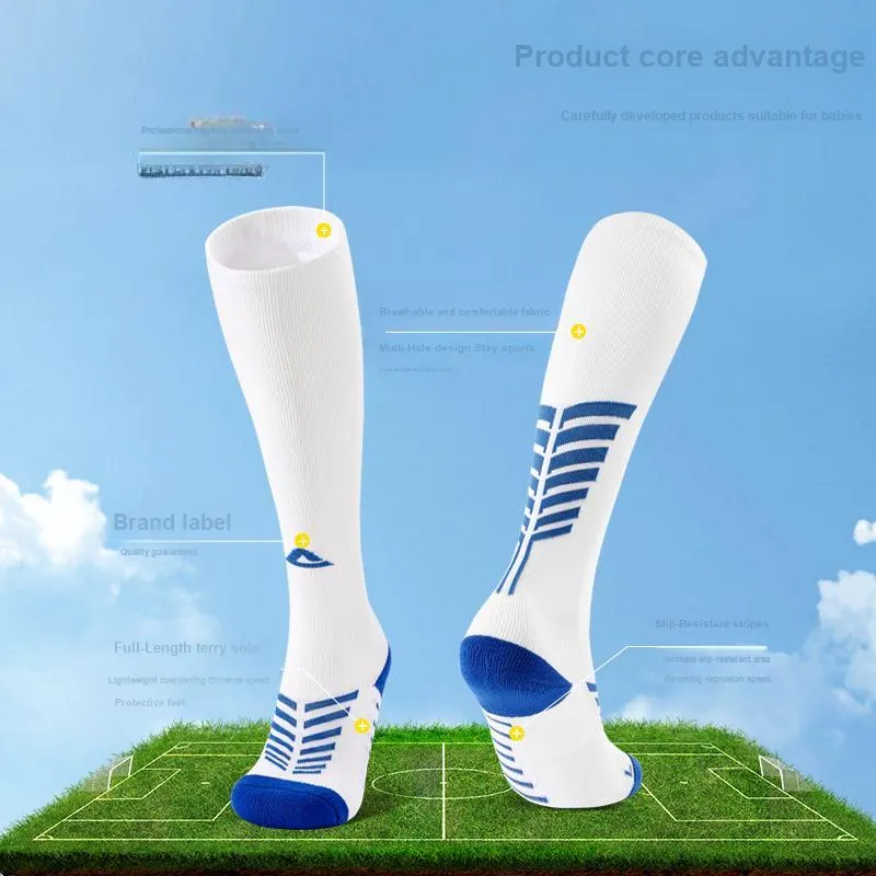 PEAK Soccer Socks Men's White Blue-1