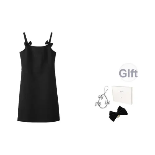 Fstudio Early AUTUMN Корейский стиль Маленький Бант Ins Позиционирование стиля Тонкий Фит Slip Платье Женские