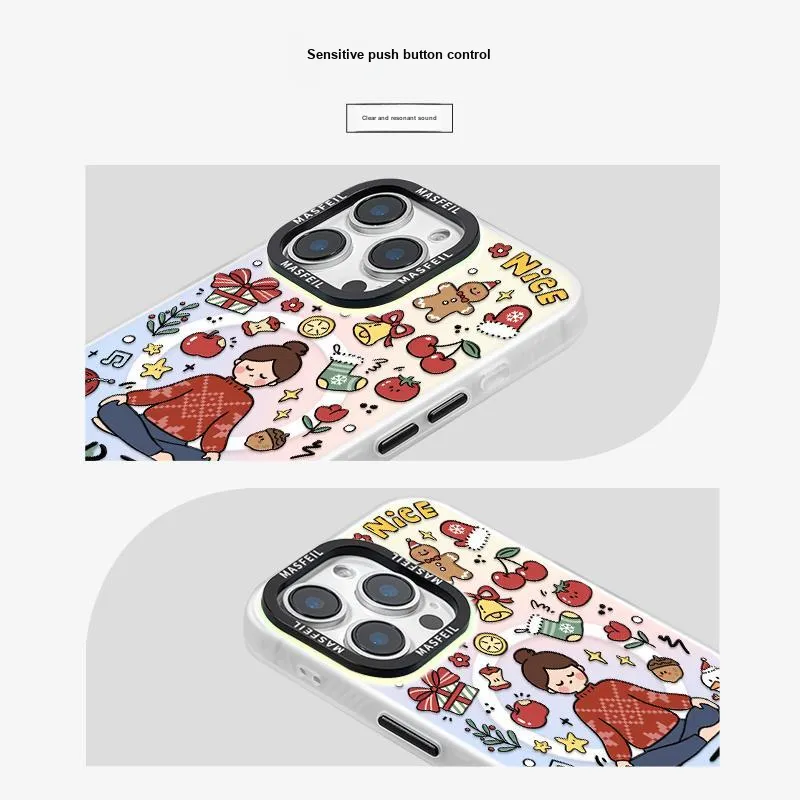 Marsfield Acrylic Material Double Layer IMD Laser Magnetic Case Phone Cases Compatibility Apple 16/15/14/13 Pro/Max-4