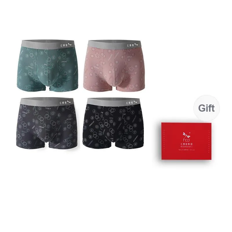 RED DRAGONFLY Cotton Panties Men's 4 Pack Gift Box Set-8