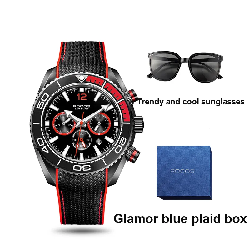 ROCOS Wind Style Collection Automatic Mechanical Movement Silicone Strap Watch Men's Watches Silver Dial-11