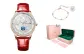 Rhinestone-Embellished Rose Case White Shell Red Belt