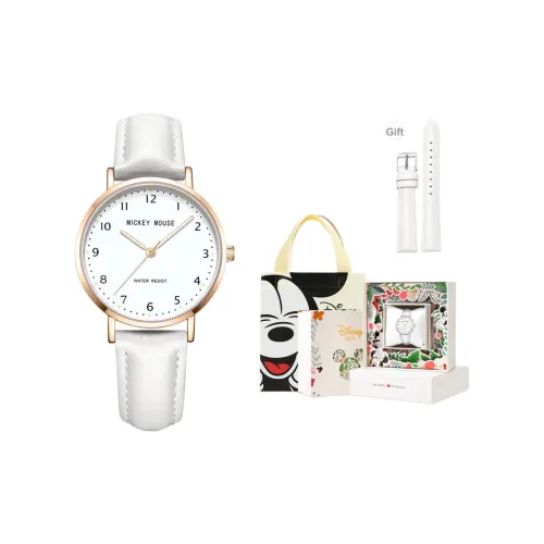 Disney Mickey Кварцевые Механические Часы Унисекс Белый Циферблат