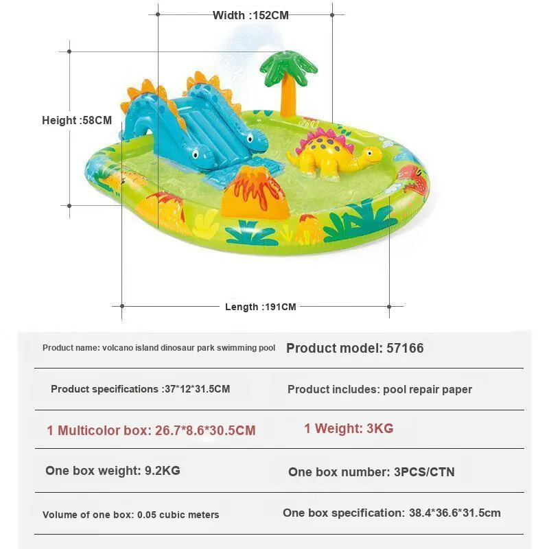 INTEX Water Slide Inflatable Pool, Inflatable Water Pool Inflatable Castle Swimming Pool Fishing Pool Water Toy Set-8