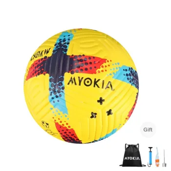 MYOKIA Size 5 Soccer PU Hand Stitched Soccer Ball Unisex Yellow