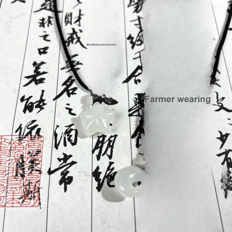 Tang Zhi Natural Serpentine Jade Necklaces Unisex-3
