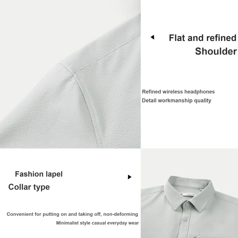 HLA Shirts Men Sun Protection Light Gray 38-4