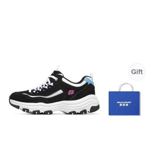 Skechers D'LITES 1.0 Anti Slip Wear Resistant Low Top Chunky Sneakers Women's Black White