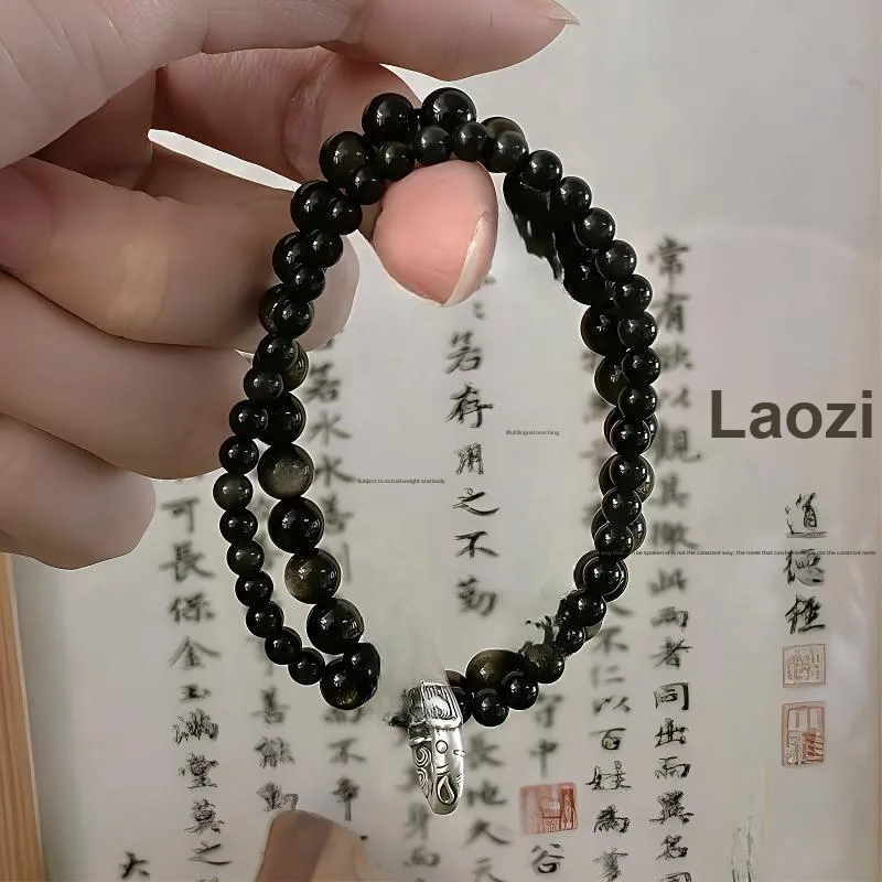 Strange Snow Natural Obsidian Bracelets Women's-2