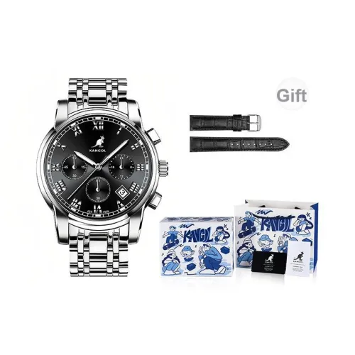 KANGOL Кварцевый механизм ремешок из нержавеющей стали черный циферблат мужские часы