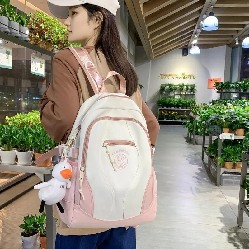 Travel Nylon Backpack Unisex Black/Green/Pink/Gray-12