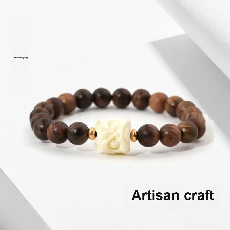 YUSHENGQING Golden Sandalwood Wooden Bracelets Unisex-1