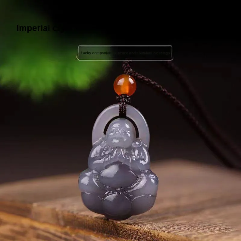 Lingxiang Yurun Hetian Jade Necklaces Smoky Purple Unisex-2