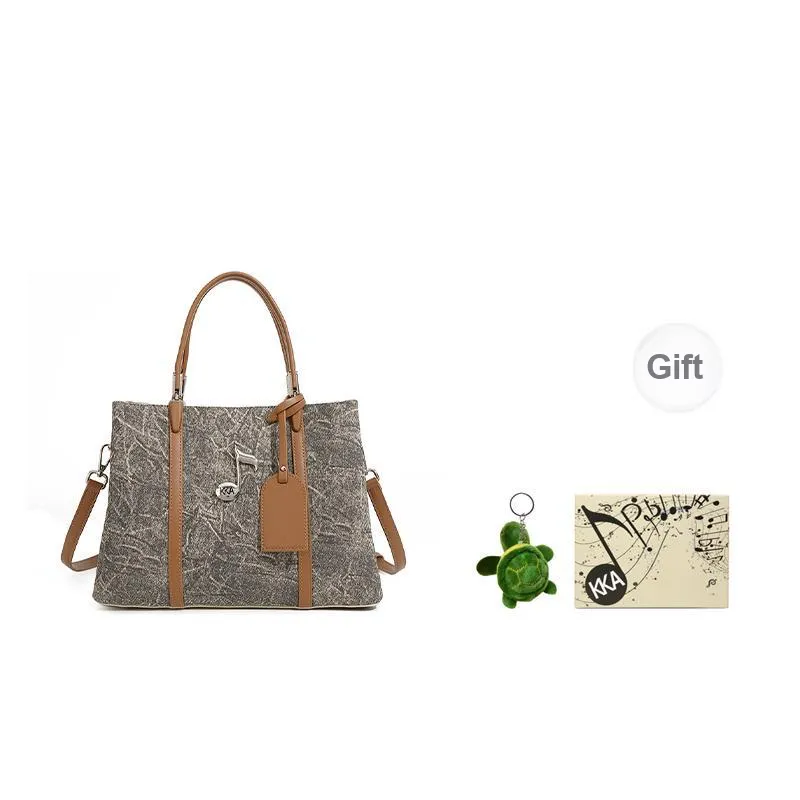KKA Fabric With PU Handbag Shoulder Bag Crossbody Bag Regular Women's Ink Blue/Khaki/Red Brown-2