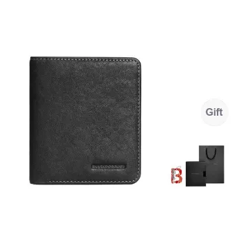 Sharkborough Vegetable Tanned Cow Leather Wallet Money Clip, Wallet, Card Holder Regular Men's Black