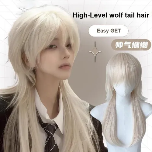 GLUNA Японский стиль COS Медуза Ласточкин хвост И Butterfish Голова Мужская Перука Высокая Температура Пряжа