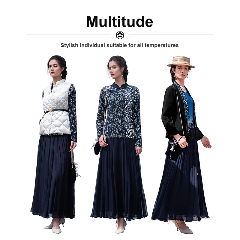 A LIFE ON THE LEFT Casual Long Skirt Women's Navy Blue-2