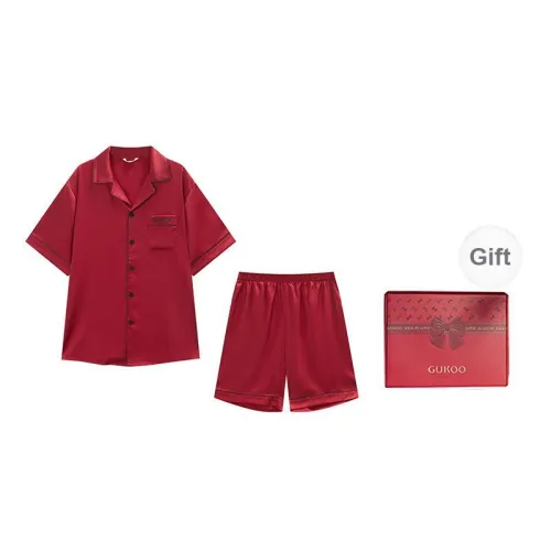 GUKOO Pajama Set Men's Gift Box Set Included Persimmon Red