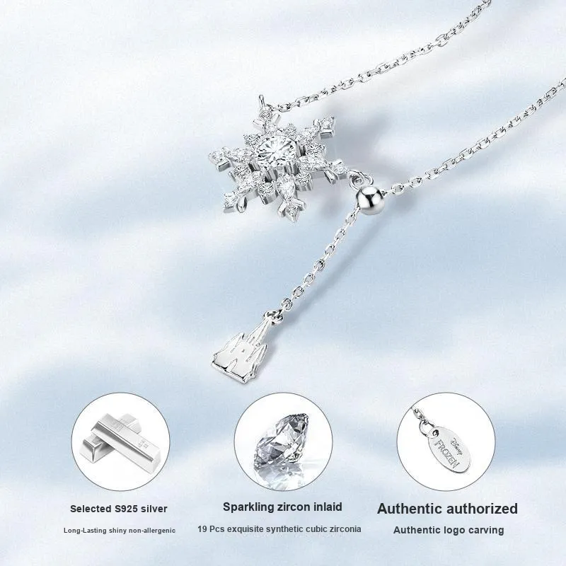 Disney S925 Silver Snowflake Necklace Women's-58