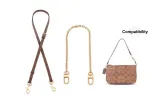 Coach Brown 1.1cm Width Plain Weave Gold Buckle 90-120cm+Free Decorative Chain 40cm
