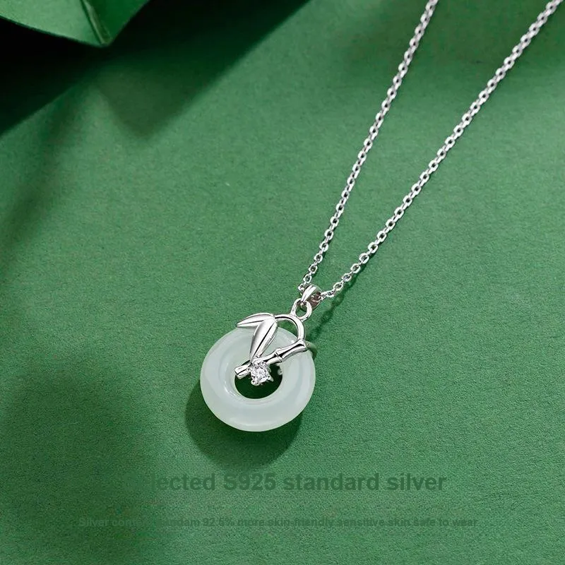 Royal Heaven's Choice Hetian Jade Necklaces Pale Greenish White Jade Unisex-1
