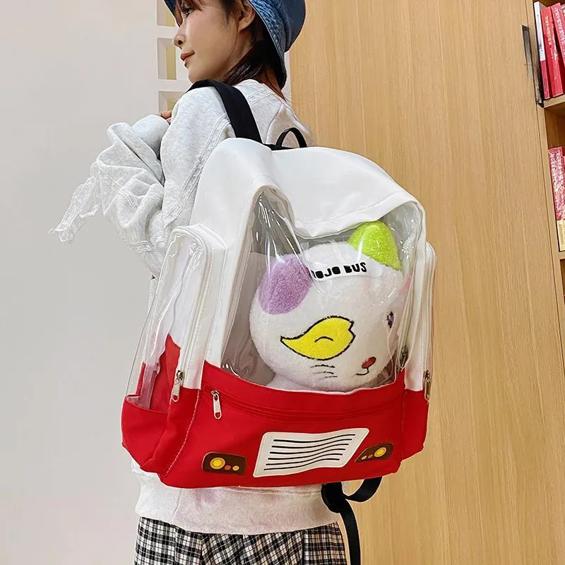 Debecca Nylon Backpack Large Size Unisex Red White-3