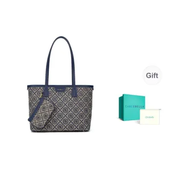 CHRISBELLA Synthetic Leather Tote Bag, Shopping Bag, Handbag Large Size Women's Blue