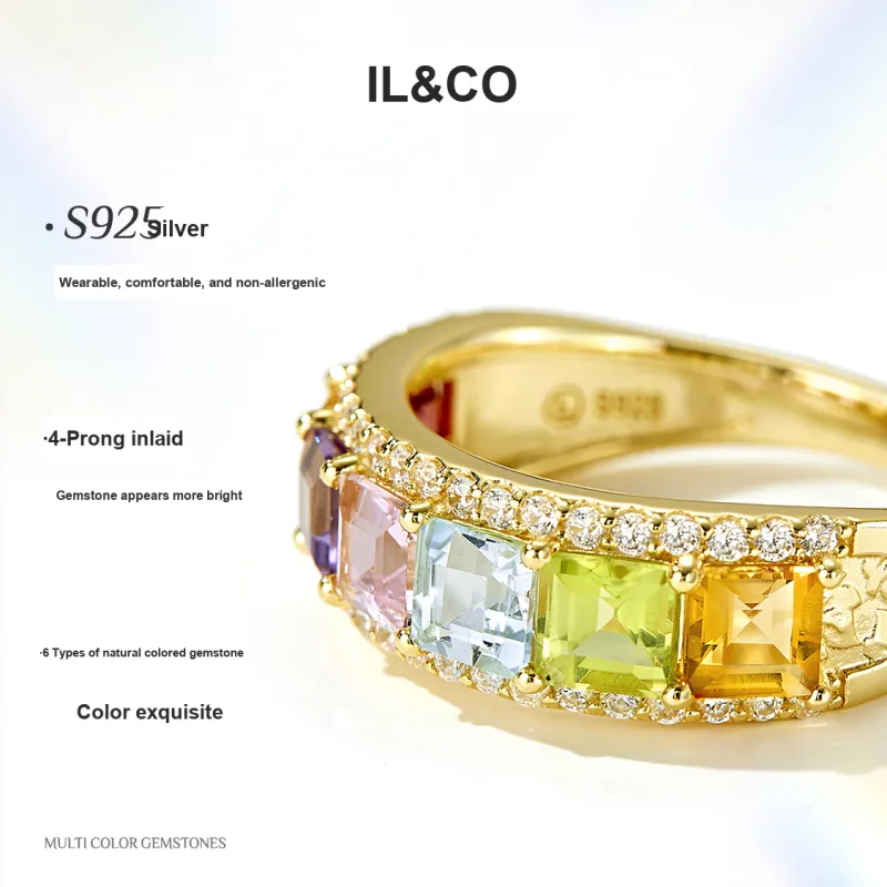 IL&CO. Natural Colored Gemstones Rings Women's-3