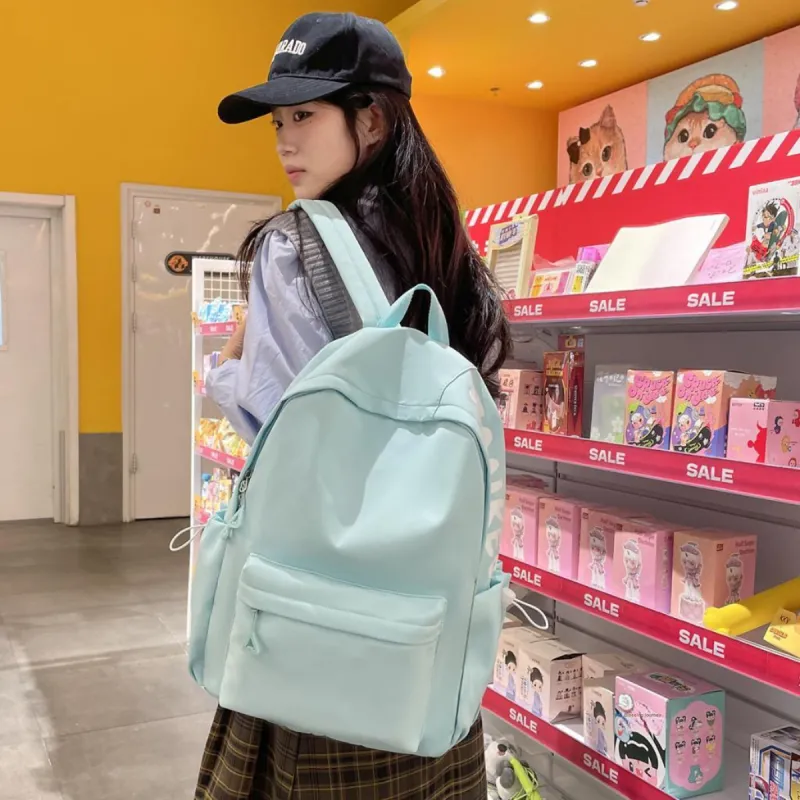 WICKBUEN Nylon Backpack Unisex White/Black/Pink-16