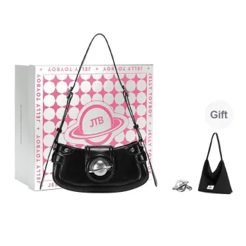 JELLYTOYBOY Cow Leather Moon Bag Shoulder Bag, Crossbody Bag, Shoulder Bag Regular Women's Black/Iridescent White