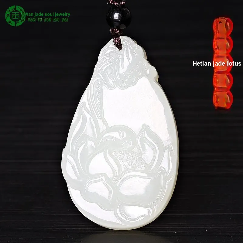 WANYUHUN Hetian Jade Pendants White Jade Unisex-1
