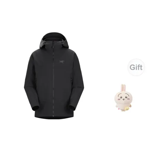 Arcteryx Windbreaker Jackets Men Black+Free Ussage Small Crossbody Bag With Standing Doll