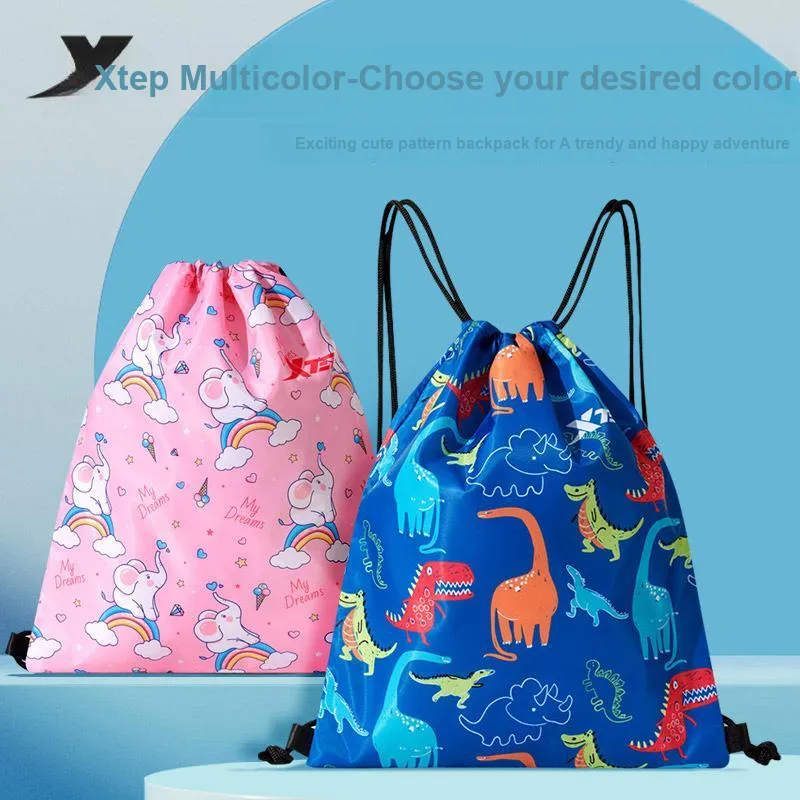 XTEP Cartoon Wet/Dry Separation Swimsuit Storage Drawstring Bag With Pocket Kids'-4