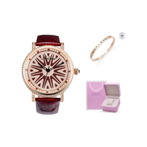 Melissa Кварцевый механизм натуральная кожа ремешок часы женский циферблат золото