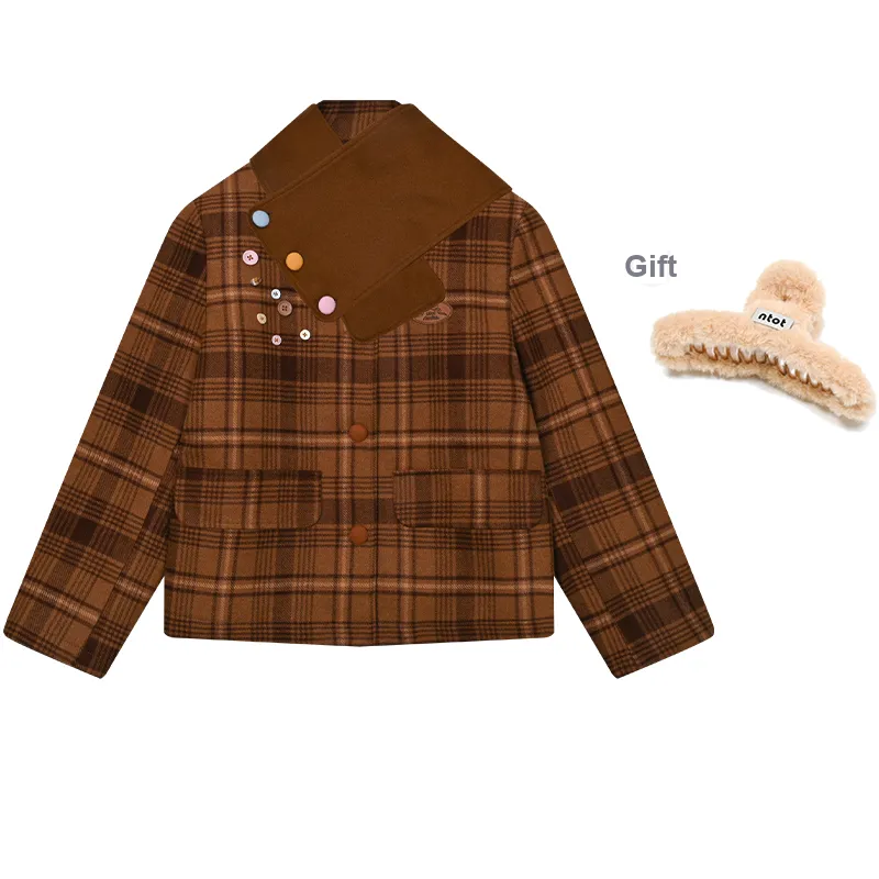 NTOT Velvet-feel Coat Women's Brown-1