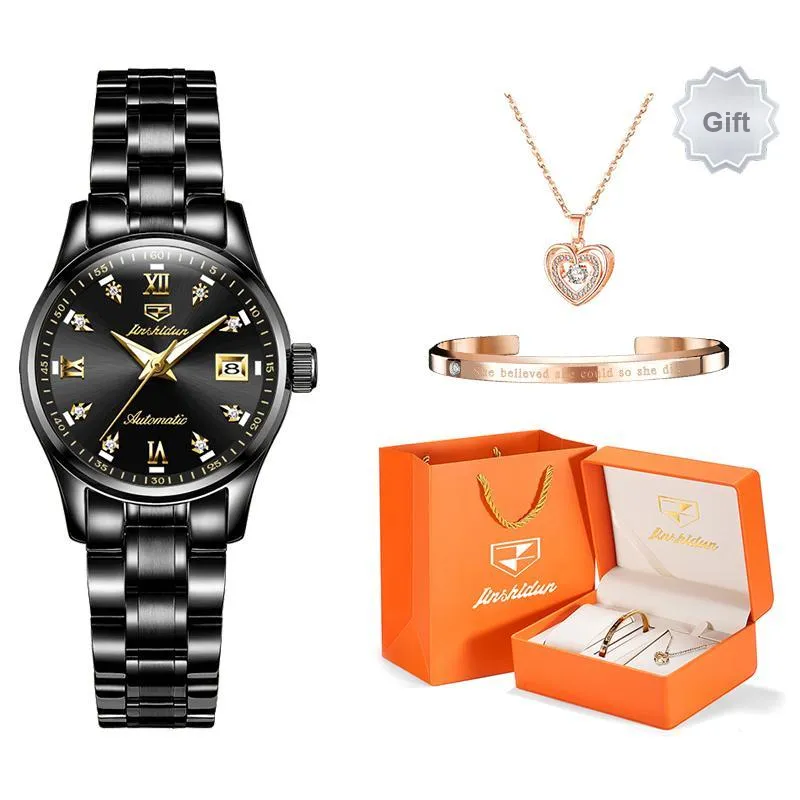 Jin Shi Dun Smart Series Mechanical Movement Stainless Steel Watchband Watch Women's Watch White Dial-30