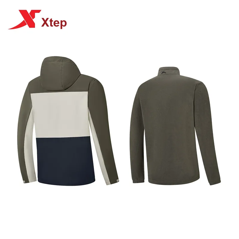 XTEP Windbreaker Jackets Men Jasper Green/Pumice Gray/Deca Blue-1