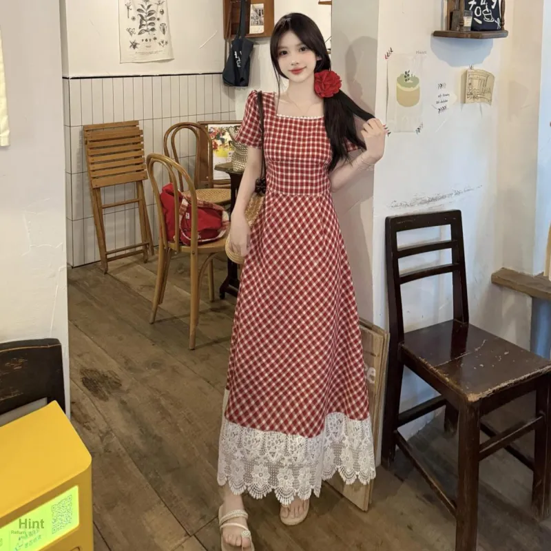 PAVEA Short Sleeved Dress Women's Rose Red-9