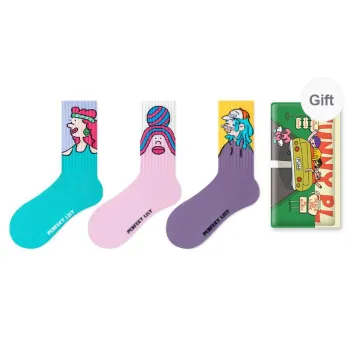 PL Mid Calf Socks Unisex Shopping Bag 3 Pack Mixed Color